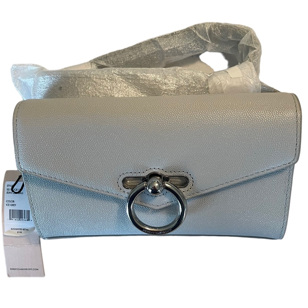 REBECCA MINKOFF Envelope Style Belt Bag With Strap Ice Gray